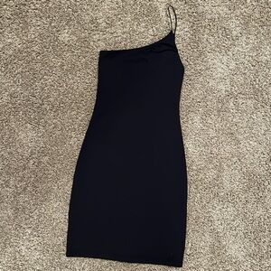 Aritzia Babaton Contour Sleek Black One-Shoulder Dress